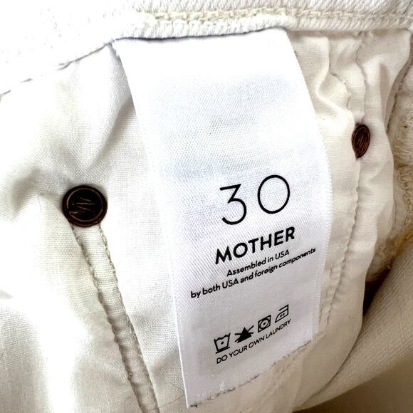 Mother Tripper Ankle Fray Denim Jeans White 30 High Rise High Waisted Button Fly - Picture 6 of 8